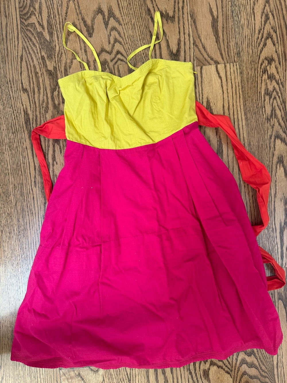 Anthropologie Maeve Y2K Colorblock Cotton Dress Pink Yellow – Size 0